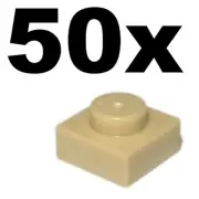 NEW LEGO - PLATES - 1 x 1 - Tan plate x 50 - 1x1