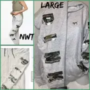 NWT Victoria’s Secret Pink Bling Camo Sequins Hoodie Skinny Joggers Pants Set L