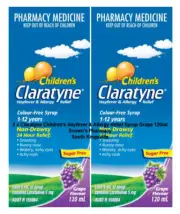 2 x Claratyne Children's Hayfever & Allergy Relief Syrup Grape 120ml = 240 ml