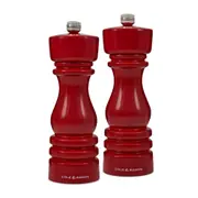 Cole & Mason London 18cm Beech Wood Salt & Pepper Mill Spice Grinder Set Red
