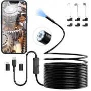 Endoscope Camera with Light, 1920P HD Borescope Camera with 8 Adjustable LED ...