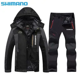 【現貨精選】衝鋒衣 登山服 冬季外套 Shimano新款彈力面料釣魚套裝 防水 防寒 防風 加絨釣魚服 釣魚外套 釣魚褲