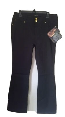 IMAN Global Chic black pants BOOTCUT 5 pocket JEANS sz 12 tall NWT