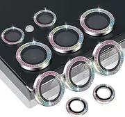Camera Lens Protector for Samsung Galaxy S23 Ultra, Aluminum Alloy Ring Tempered Glass Lens Protector Anti Scratch Decorative Camera Cover Fits for Samsung Galaxy S23 Ultra(Glitter Colorful)