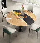 Black Solid Epoxy Resin 100% Natural Acacia Wooden Handmade Epoxy Table Top