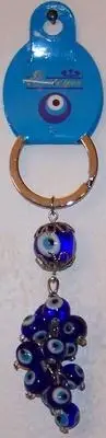 4" Long Multiple Glass Evil Eye Bead Kabbalah Good Luck Charm Keychain
