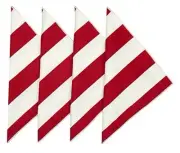 Red Table Linens, Cloth Napkins 18" Dinner, 18" x 18" (Set of 12) Red Stripe