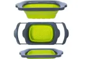 Collapsible Colander Silicone Strainer with Extendable Handles - Over the Sink