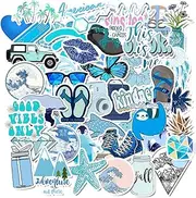 Blue Green Stickers for Water Bottles, 51 Pcs Cute Vsco Trendy Waterproof Sticker for Hydroflasks Laptop Phone Luggage Skateboard, Aesthetic Vinyl Decal for Girls, Kids, Teens (51 Pack Blue Green)