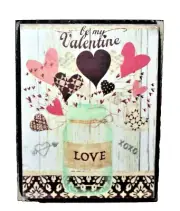 Valentine Mason Jar Farmhouse Sign Block Shelf Sitter Tiered Tray Tuck 3.5X4.5