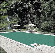 Happybuy Pool Safety Cover 20x40ft Rectangle Inground Safety Pool Cover Green Mesh with 4x8ft Center End Steps Solid Pool Safety Cover for Swimming Pool Winter Safety Cover
