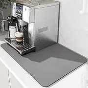 Coffee Mat, Rubber Absorbent Drying Mat for Kitchen Counter Bar Accessories, Foldable Hide Stain Pad Fit Under Coffee Maker Coffee Machine Dish Rack (Grey, 40x60cm)