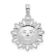 Sterling Silver De-Ani Rhodium-Plated Polished Smiling Sun Pendant