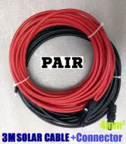 2 x 3m 4mm² Solar Cable Connectors Wire From Solar Panel Plug to Regulator Lead