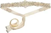 J-Picone Women's May Hard Rock Bridal Belt with Beaded Pearl and Crystal Appl...