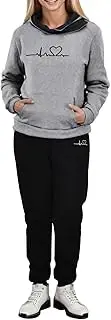 [Tsmile] Sweatsuits for Women Set 2 Piece Hoodie Track Suits Print Sweatshirt Tracksuit Jogger Sweatpants Y2K Sportswear Set, #02 Grey, 3X-Large