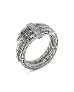 John Hardy Sterling Silver Spear Diamond Coil Ring