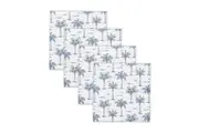 4pc Rayell Ceramic Printed Coaster Paradise's Palms Blue Drink Glass Holder Set