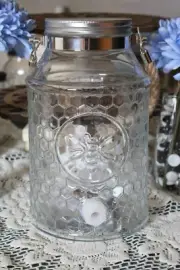 1 Gallon Clear Honeycomb Embossed Mason Style Jar with rope handle