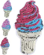 COHEALI 4pcs Ice Cream Sequin Patches for DIY Clothing Applique Decor for T Shirts Jeans Hats Embroidered Sew Patches for Quick Repairs and Unique Styling