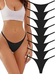 linccure Seamless G-String Thongs for Women - No Show Thong Underwear Stretch Breathable Low Rise Panties 8 Pack