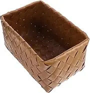 Imitation Rattan Woven Storage Basket Stylish Snack Serving Basket for Fruits Breads and Snacks Design for Home Organization and Decor Tea Color