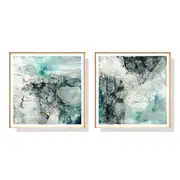 60Cmx60cm Marbled Green 2 Sets Gold Frame Canvas Wall Art