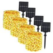 Extra-long 288FT 800LED Solar Fairy String Lights, 4-Pack 72FT 200 Warm White