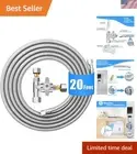 20FT Stainless Steel Braided Fridge Water Line Kit with Tee Valve for Ice Makers