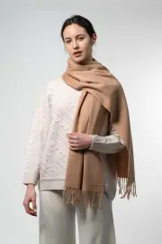 Merinosnug Extra Fine Large Merino Wool Scarf Australia – 90% Merino, 10% Alpaca, Camel