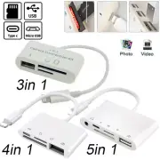 5 in 1 /4 in 1 USB Camera SD TF Memory Card Reader Adapter For iPhone iPad IOS