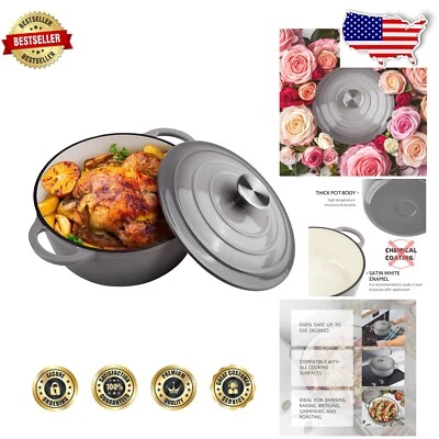 3 Quart Enameled Cast Iron Dutch Oven Pot with Lid - Oven Safe & Dishwasher Safe