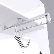 Heavy Duty Retractable Pull Out Pants Rack Adjustable Closet Rod, Extendable Wardrobe Rail Tube Valet Rod Clothing Mount Wardrobe Hanger for Hanging Clothes,Top Mount (Size : 40cm/15.7in) Learned KeYJ