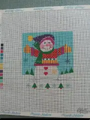 Hand-Painted Needlepoint Snowman Canvas