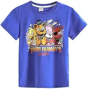 [HERSE] Kids Boys/Girls T-Shirt Five Nights at Freddy's Pizza (8, Blue)