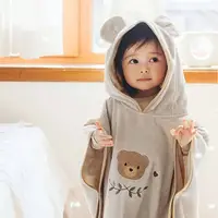 在飛比找蝦皮購物優惠-ins韓版 兒童純棉吸水連帽浴袍 斗篷式兒童浴袍 嬰兒浴袍