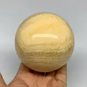 1.88 lbs,3.3"(84mm) Yellow Calcite Sphere Gemstone,Healing Crystal, B25370