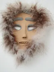 Inuit stoneware mask wall decor - one of a kind - clay