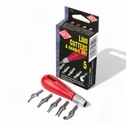 UK-Made Precision Linoleum Cutter Tool Set - 0.5mm No. 1 Size Blades, 5-Pack Hig
