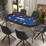 CostwayFolding Cardboard Game Table with Cup Holders and Comfy Armrests-Blue