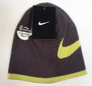 Nike Swoosh Reversible Gray & Yellow Knit Beanie Skull Cap Youth Boy's 4-7 NWT