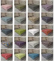 Ambesonne Leaves Print Flat Sheet Top Sheet Decorative Bedding 6 Sizes