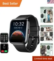Alexa Built-in 1.8" Smart Watch for Fitness & Health Tracking - Black Waterproof