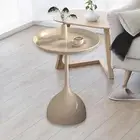 Round Side Table Decoration Metal White Coffee Table for Balcony Sofa Office