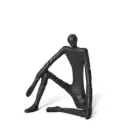 E Style 23cm Aluminium Man Sitting Sculpture Home Decorative Ornament Black