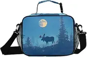 Moose Landscape Moon Insulated Lunch Box for Women Men - Ideal for Work, Picnics - Includes Adjustable Shoulder Strap