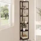 Corner Shelf Stand, Corner Bookshelf, Storage Standing Shelf Unit with Metal Fra