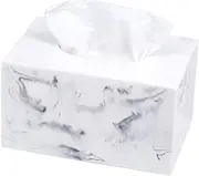 Rectangular Tissue Box Cover - Stylish Resin Tissue Box Holder with Open Bottom, Decorative Tissue Holder for Bathroom Vainty Toilet Dresser Desk Table Kitchen Countertop (White, 18 * 15 * 10cm)
