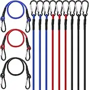 Ribbonlic 12 Pcs 24 Inch Bungee Cord with Aluminum Alloy Hook Strong Elastic Rope Heavy Duty Bungee Straps Rubber Bungee Cords with Hooks for Luggage Rack Camping Tent Bike Transporting 3 Colors