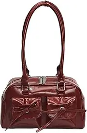 [Generic] Red Purse Shoulder Bag | Women's Bow Tie Aesthetic Purse - Women's Top Handle Bow Tie Hobo Satchel Bag for Dating, Shopping, Traveling